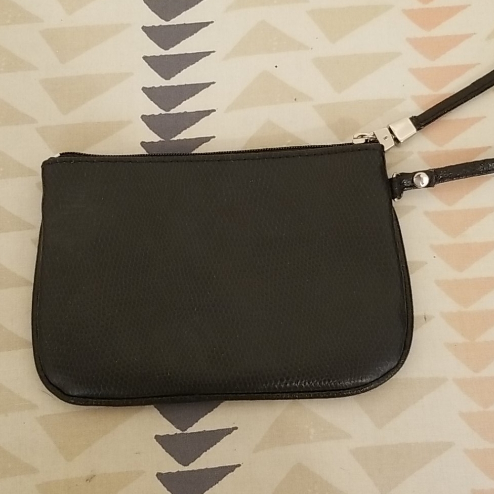 Faux leather wristlet
